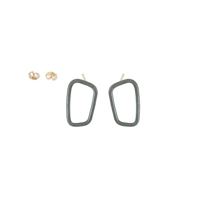 E345x Rectangle Stud Earrings in Black Oxidized Sterling Silver