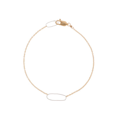 B103g.yg Rectangle & Delicate Chain Bracelet in Sterling Silver and Yellow Gold