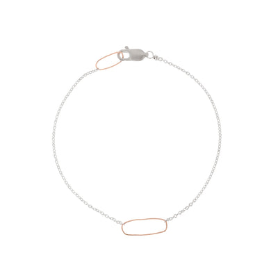 B103s.rg Rectangle & Delicate Chain Bracelet in Sterling Silver and Rose Gold