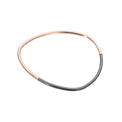 B88x.rg Thick Two-Toned Individual Bangle Bracelet in Rose Gold and Black Oxidized Sterling Silver