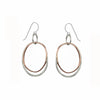 E163s.rg Two-Toned Mixed Metal Rose Gold and Silver Double Organic Hammered Hoop Earrings