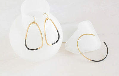 Large Black & Gold Drop Earrings - Colleen Mauer Designs