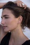 E349g.yg Gold & Silver Cinq Earrings in Yellow Gold and Sterling Silver - Model Image