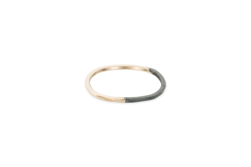 GXTRS Thin Two-Toned Black and Gold Round Ring