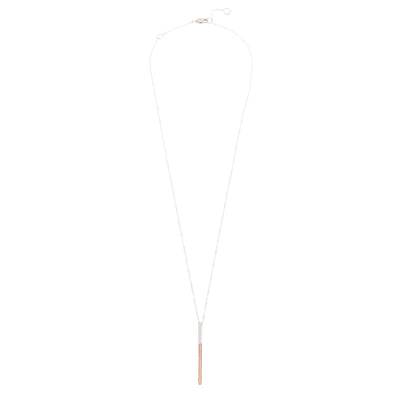 N290s.rg Silver and Rose Gold Virga Necklace on Silver Chain - Full Length Shot