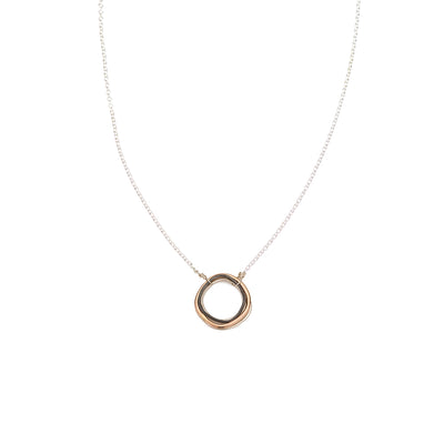 N302s.rg Tri-Toned Multi-Rounded Square Necklace on Silver Chain