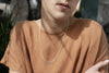N305 Delicate Double Sterling Silver Monotone Chain Necklace - Model Image