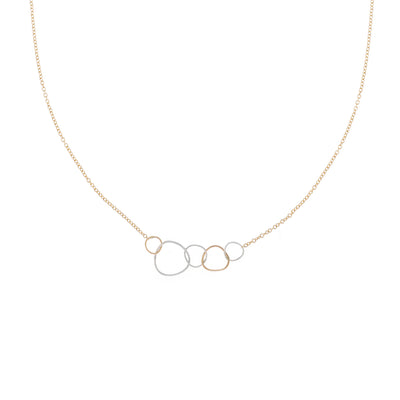 N311g.yg 5-Loop Mini Pebble Necklace in Yellow Gold and Sterling Silver