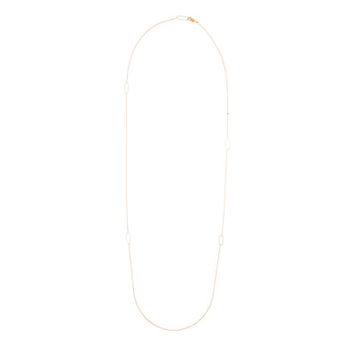 N308g.yg-L Long Rectangle & Delicate Chain Necklace in Yellow Gold and Sterling Silver - Entire View