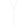 N309s.rg Rectangle Lariat Necklace in Sterling Silver and Rose Gold