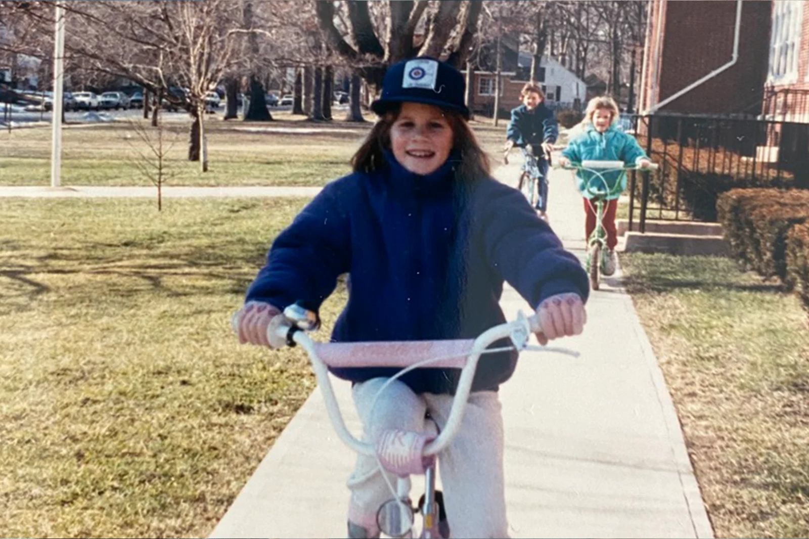Colleen Mauer biking on the streets of her childhood on the Jersey Shore