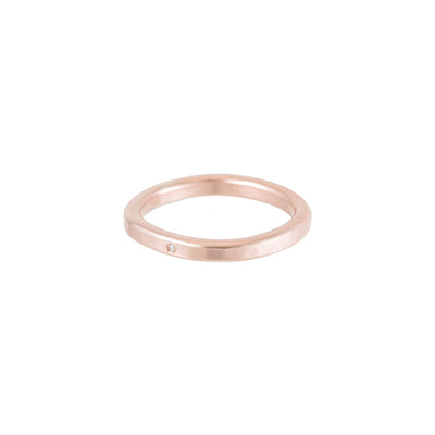 2.5mm Wide 14k Gold Ring with Tiny Diamond