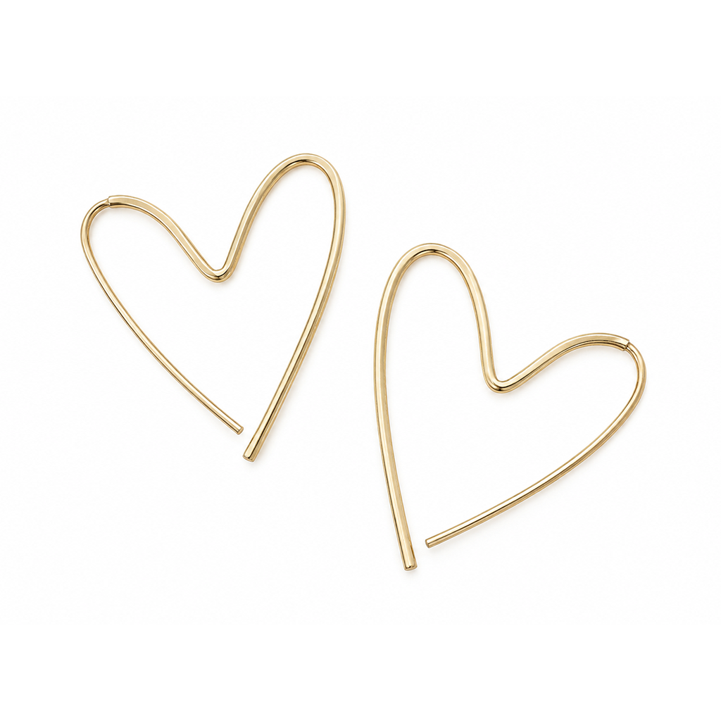 Continuous Heart Pull-Through Hoop Earrings