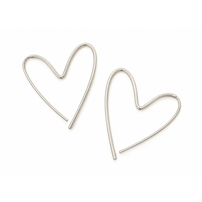 Continuous Heart Pull-Through Hoop Earrings