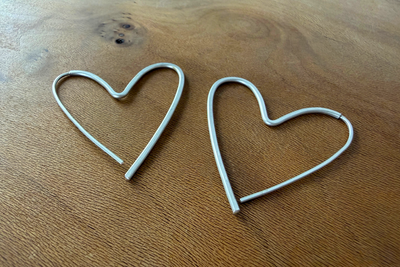 Continuous Heart Pull-Through Hoop Earrings