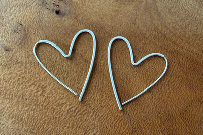 Continuous Heart Pull-Through Hoop Earrings