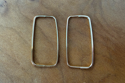 Continuous Rectangular Pull-Through Hoop Earrings