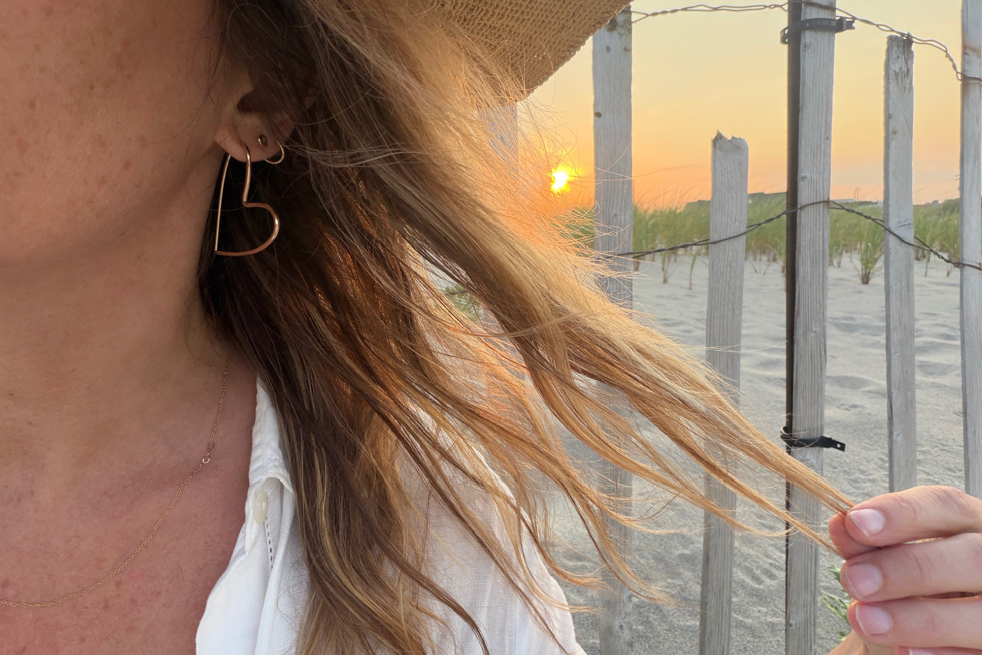 Continuous Heart Pull-Through Hoop Earrings