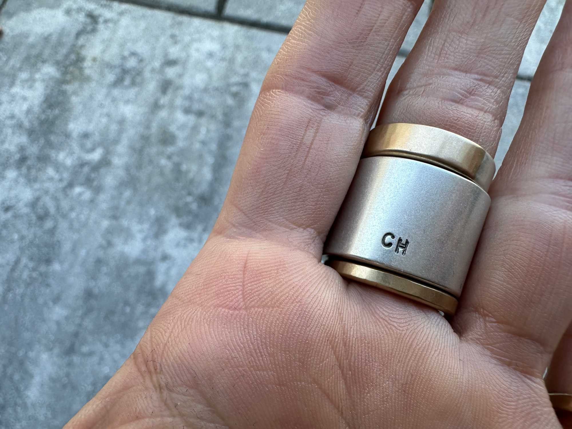 Silver Armor Ring with Initials (Customizable)