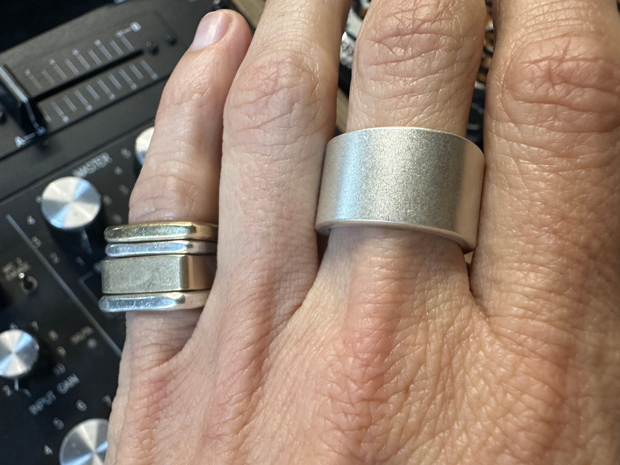 Silver Armor Ring with Initials (Customizable)