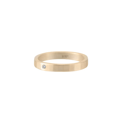 3mm Wide 14k Gold Ring with Tiny Diamond