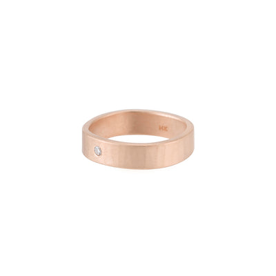 5mm Wide 14k Gold Ring with Tiny Diamond