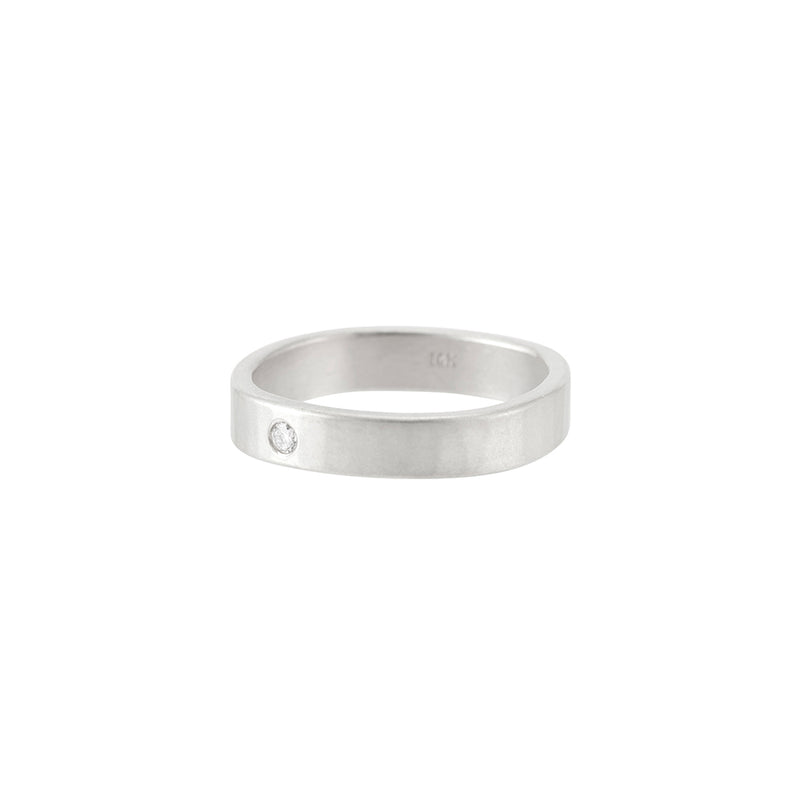 4mm Wide 14k Gold Ring with Tiny Diamond - Colleen Mauer Designs