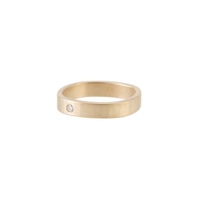 4mm Wide 14k Gold Ring with Tiny Diamond