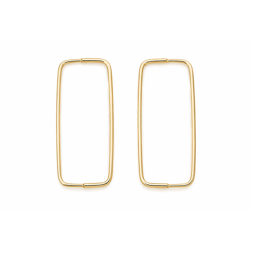Continuous Rectangular Pull-Through Hoop Earrings