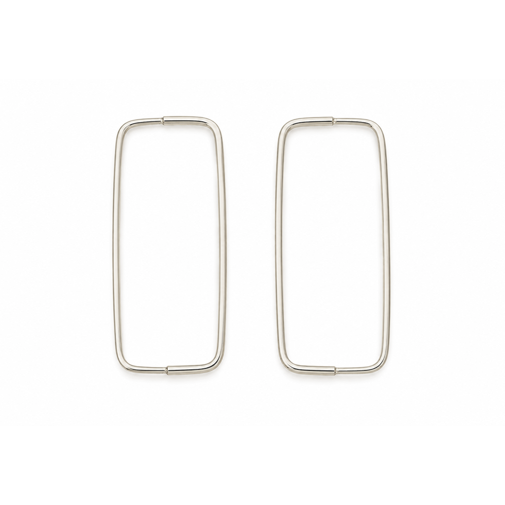Continuous Rectangular Pull-Through Hoop Earrings