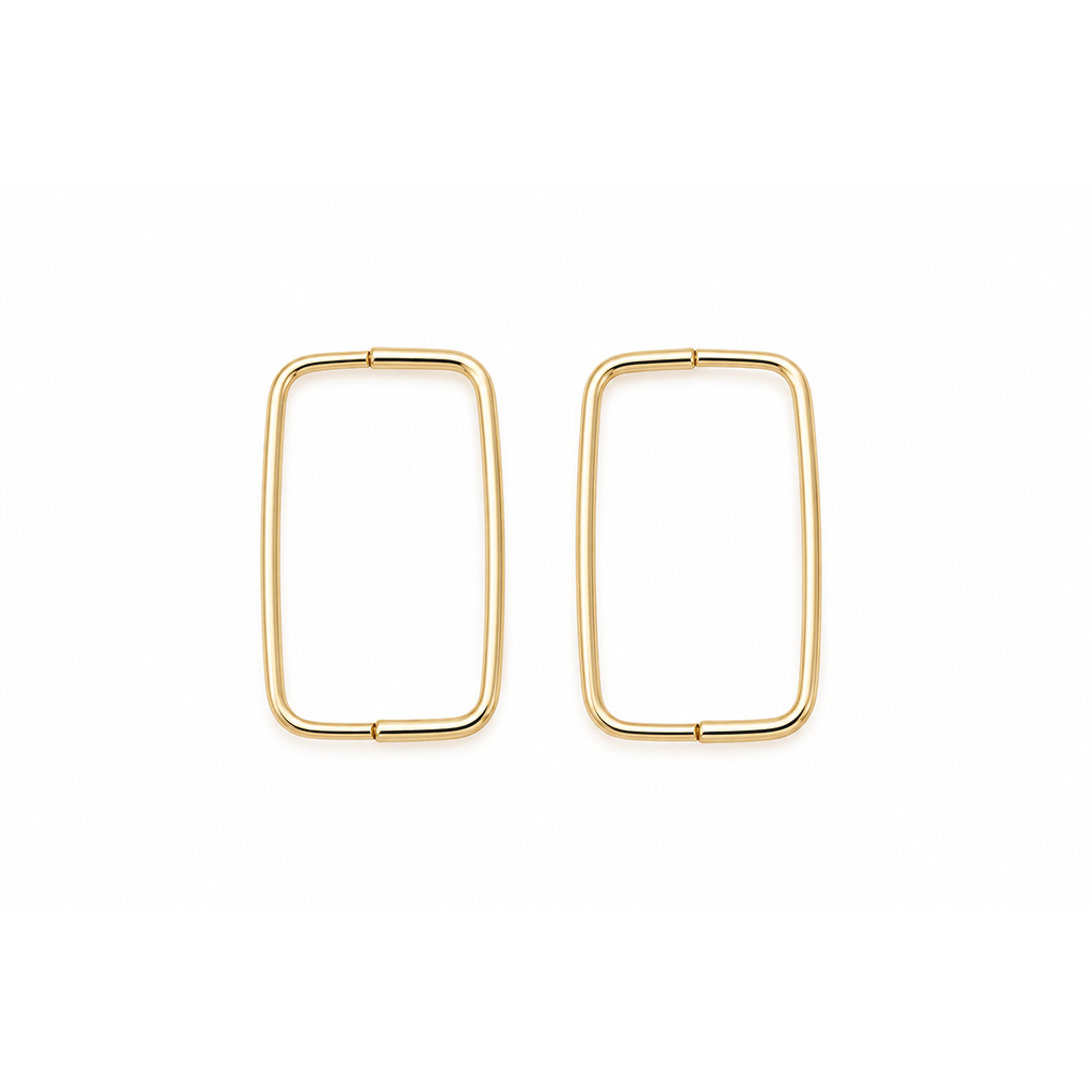 Continuous Rectangular Pull-Through Hoop Earrings