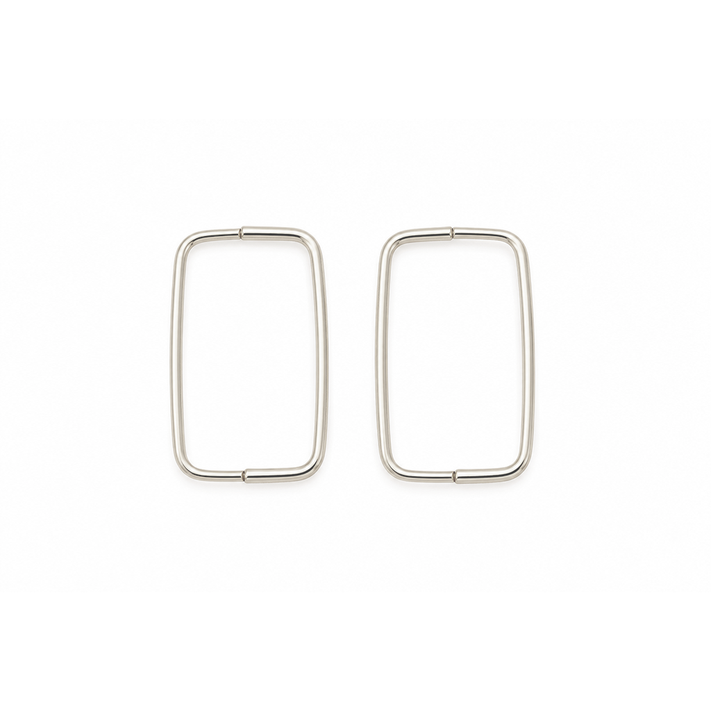 Continuous Rectangular Pull-Through Hoop Earrings
