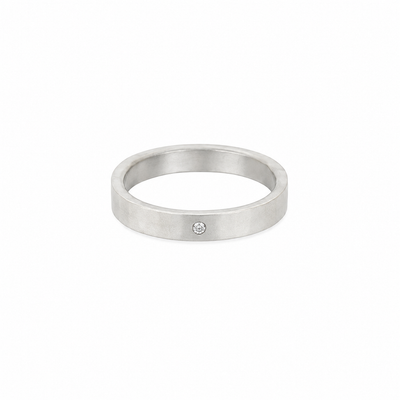 3mm Wide Silver Ring with Tiny Diamond