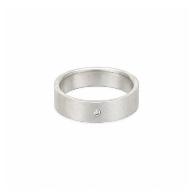 5mm Wide Silver Ring with Tiny Diamond