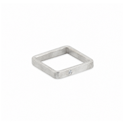 3mm Wide Silver Ring with Tiny Diamond