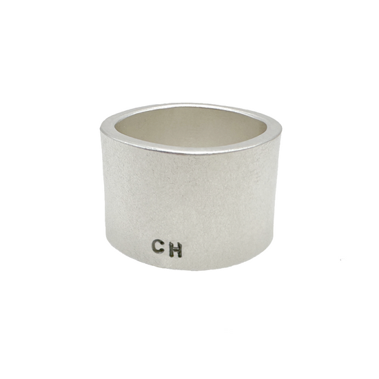 Silver Armor Ring with Initials (Customizable)