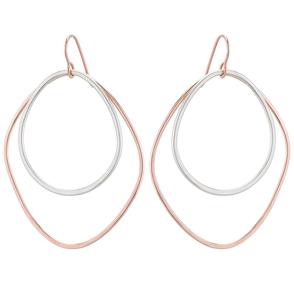 Large Double Angular Hoop Earrings