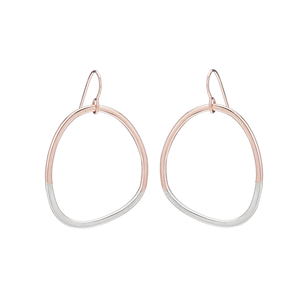 E299g.rg Two-Toned Mixed Metal Stone Earrings in Rose Gold and Sterling Silver