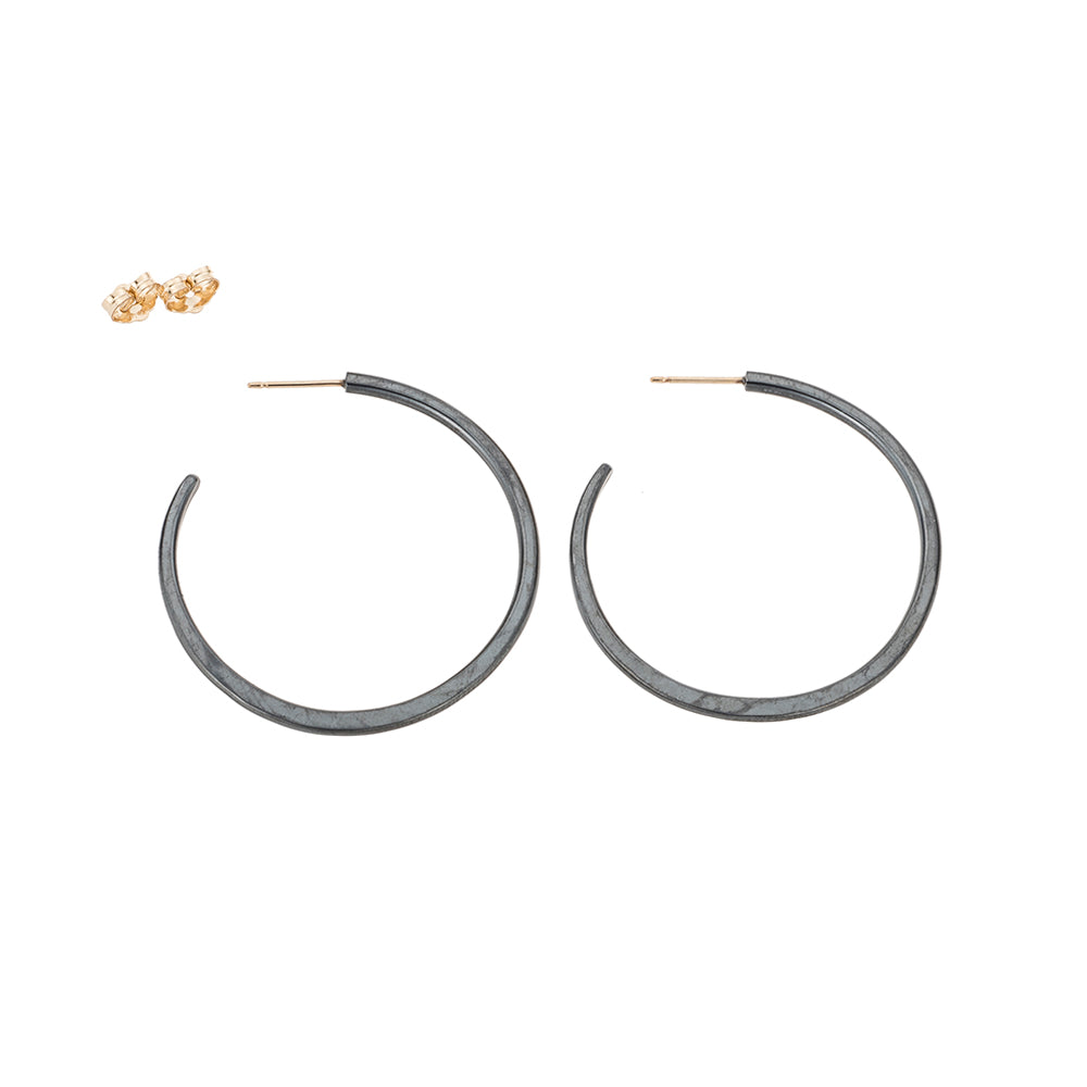 E310x Classic Hoop Earrings in Black Oxidized Sterling Silver