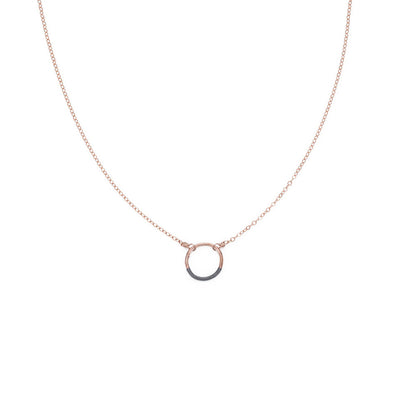 N281x.rg Mini Black and Rose Gold Circle Necklace