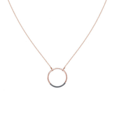 N282x.rg Black and Rose Gold Circle Necklace