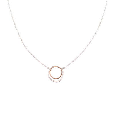 N306s.rg Silver and Rose Gold Double Square Necklace