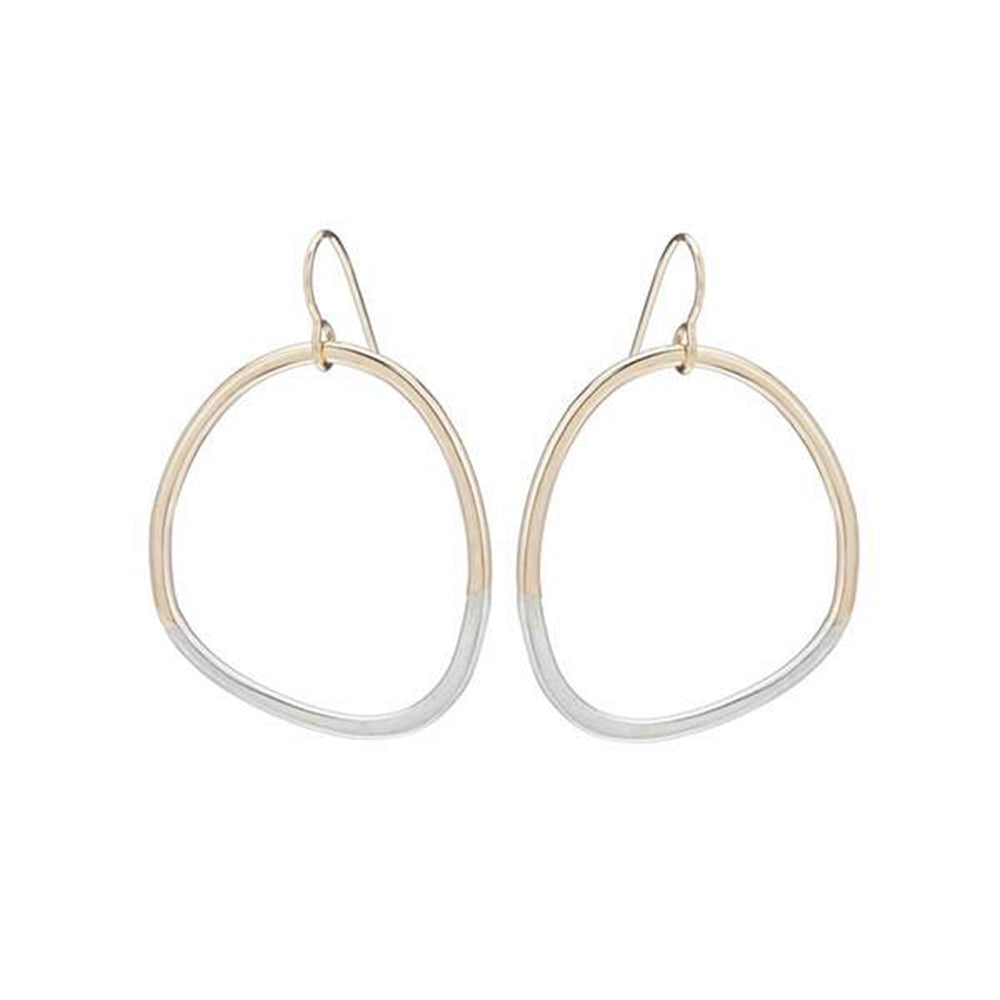 E299g.yg Gold and Silver Two Toned Stone Earrings in Yellow Gold