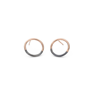 E305x.rg Black and Rose Gold Circle Post Earrings