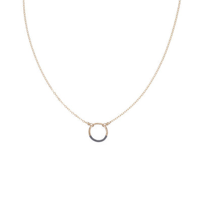N281x.yg Mini Black and Gold Circle Necklace