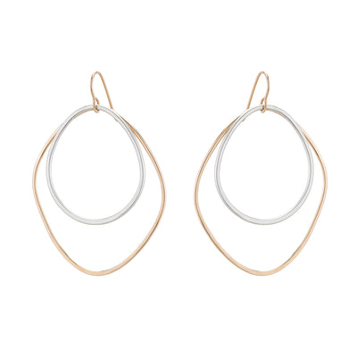 E335g.yg Large Double Angular Hoops in Yellow Gold and Silver