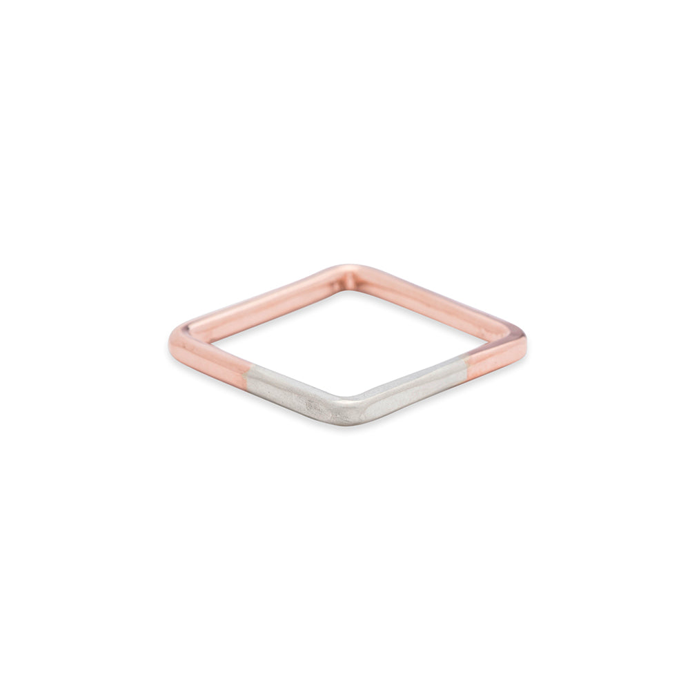 2mm Wide 14k Gold & Silver Square Ring - Colleen Mauer Designs