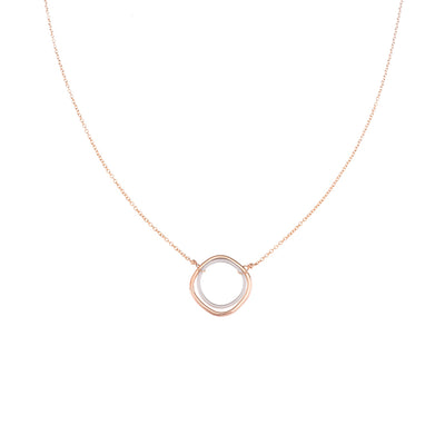 N306g.rg Rose Gold & Silver Double Square Necklace