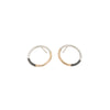 E305t.yg Tri-Toned Circle Post Earrings in Yellow Gold, Sterling Silver and Oxidized Silver