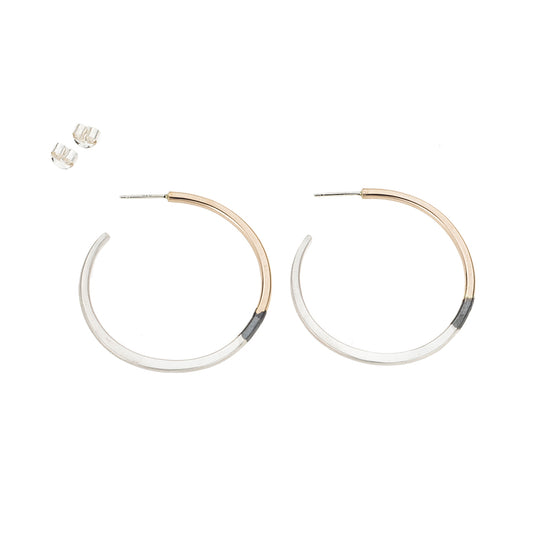 Tri-Toned Classic Circle Hoop Earrings